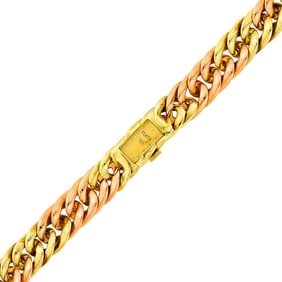 Paul Flato Two-Color Gold Curb Link Bracelet-Watch