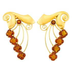Tiffany & Co. Pair of Gold and Citrine Clips