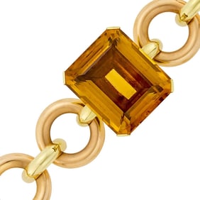 Two-Color Gold and Citrine Link Bracelet