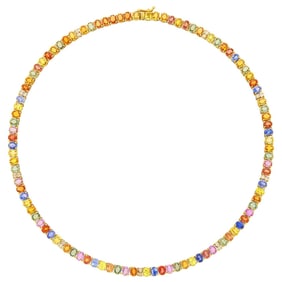 Gold, Multicolored Sapphire and Diamond Necklace