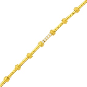 Henry Dunay Hammered Gold and Diamond Link Bracelet