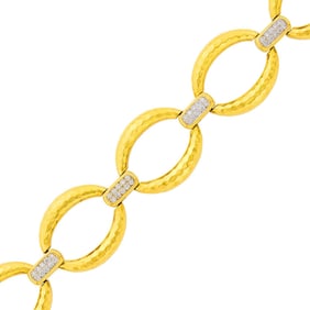 Andrew Clunn Hammered Gold and Diamond Bracelet