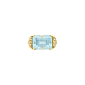 Andrew Clunn Gold, Aquamarine and Diamond Ring