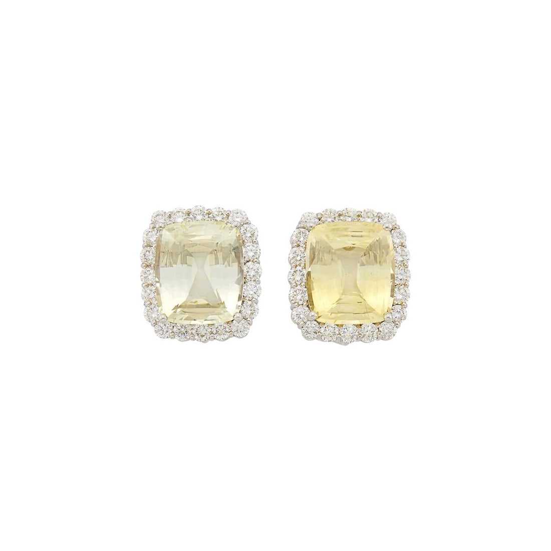 Pair of White Gold, Yellow Sapphire and Diamond Earclips (1 of 3)