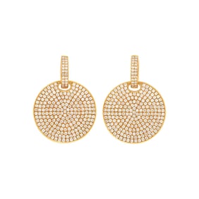 Pair of Rose Gold and Diamond Disc Penant-Earrings