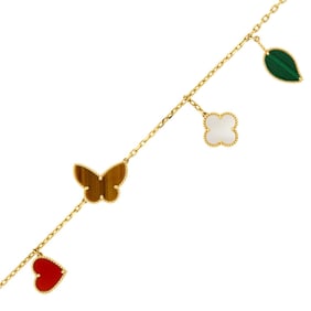 Van Cleef & Arpels Gold and Hardstone 'Lucky Alhambra' Bracelet, France