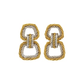 Buccellati Pair of Two-Color Gold Door Knocker Earclips