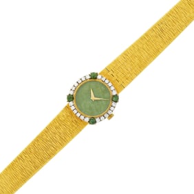 Tiffany & Co. Gold, Nephrite and Diamond Wristwatch