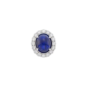 White Gold, Cabochon Sapphire and Diamond Ring
