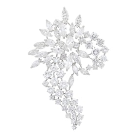 Platinum and Diamond Clip-Brooch