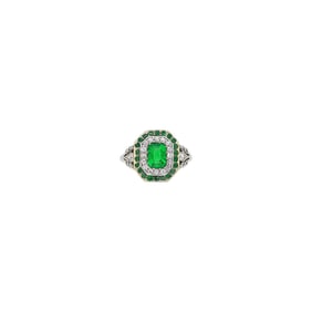 Tiffany & Co. Platinum, Emerald and Diamond Ring