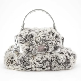 Fendi Silver Leather and Fur Bag
