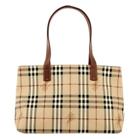 Burberry Coated Canvas Checkered Tote Bag