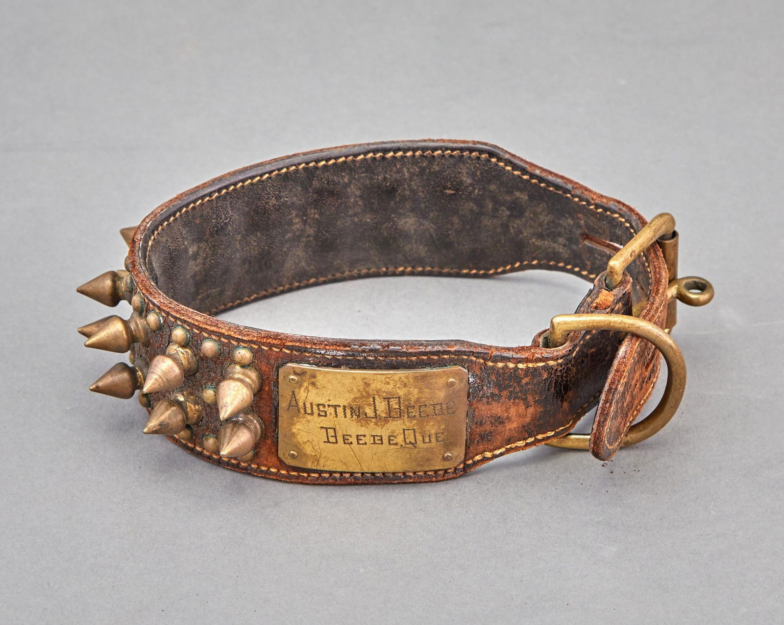 Brass Studded Leather Dog Collar (1 of 1)
