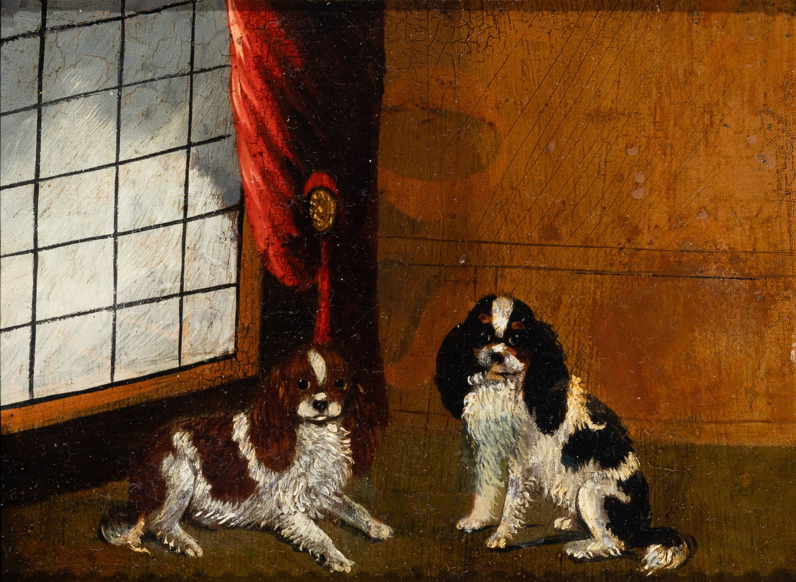 British School / British School: 19th Century(i) Blenheim & Tri-Colored Toy SpanielsOil on panel4 15/16 x 6 7/16 inches (12.5 x 17.6 cm)Provenance:Thomas O'Neal Collection (ii) Blenheim and Black & Tan Toy Spaniels