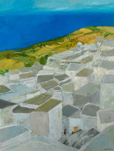 Guy Bardone: French, 1927-2015Terrasses et Mer - Chora, PatmosSigned Bardone (lr); inscribed Bardone and as titled on the stretcherOil on canvas45 3/4 x 35 inches (116.2 x 88.9 cm) Provenance:David Fi