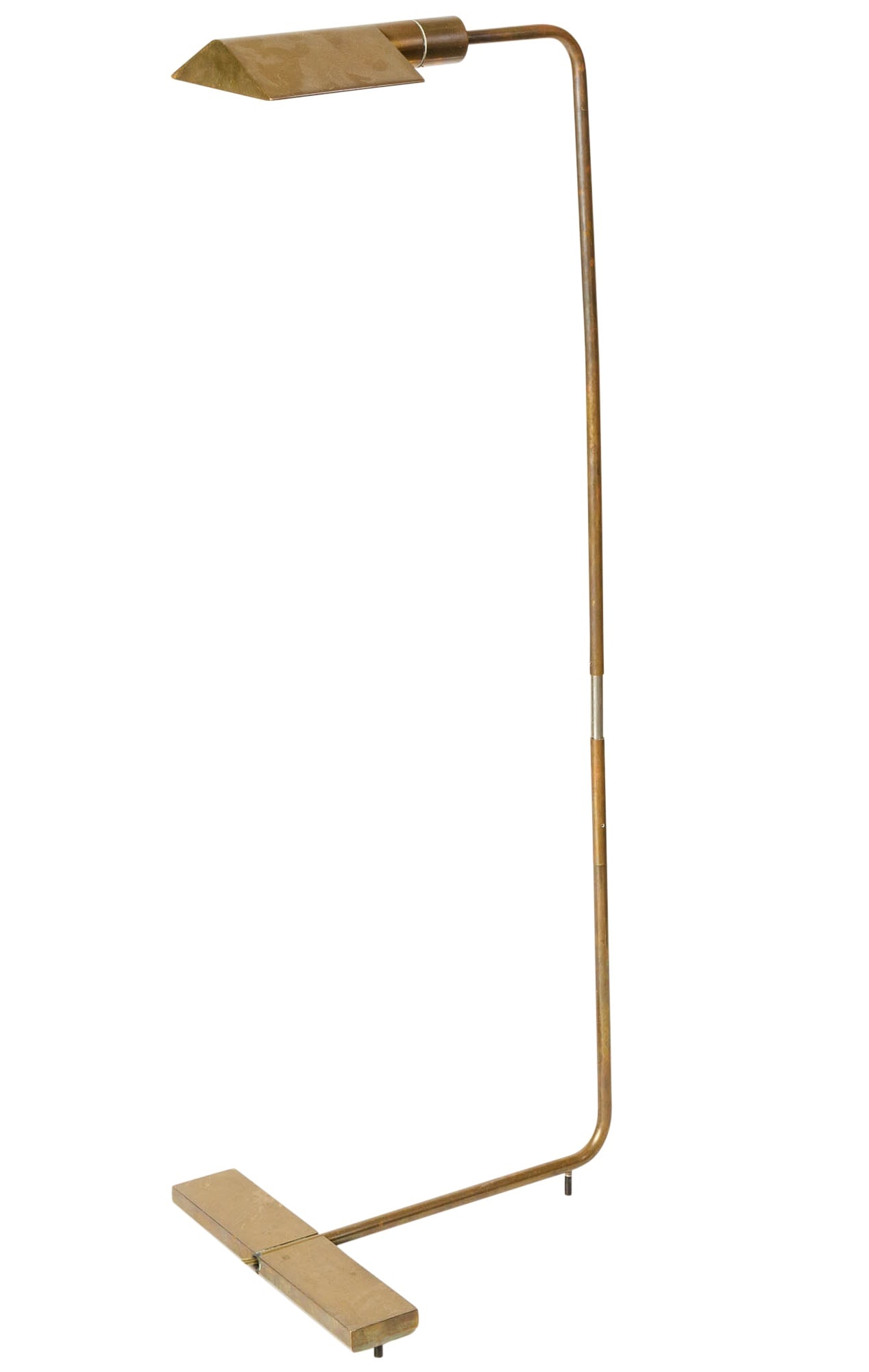 Cedric Hartman Brass Floor Lamp: Height 40 inches Heavy wear to the brass finish, adjustment to raise up and down sticky.