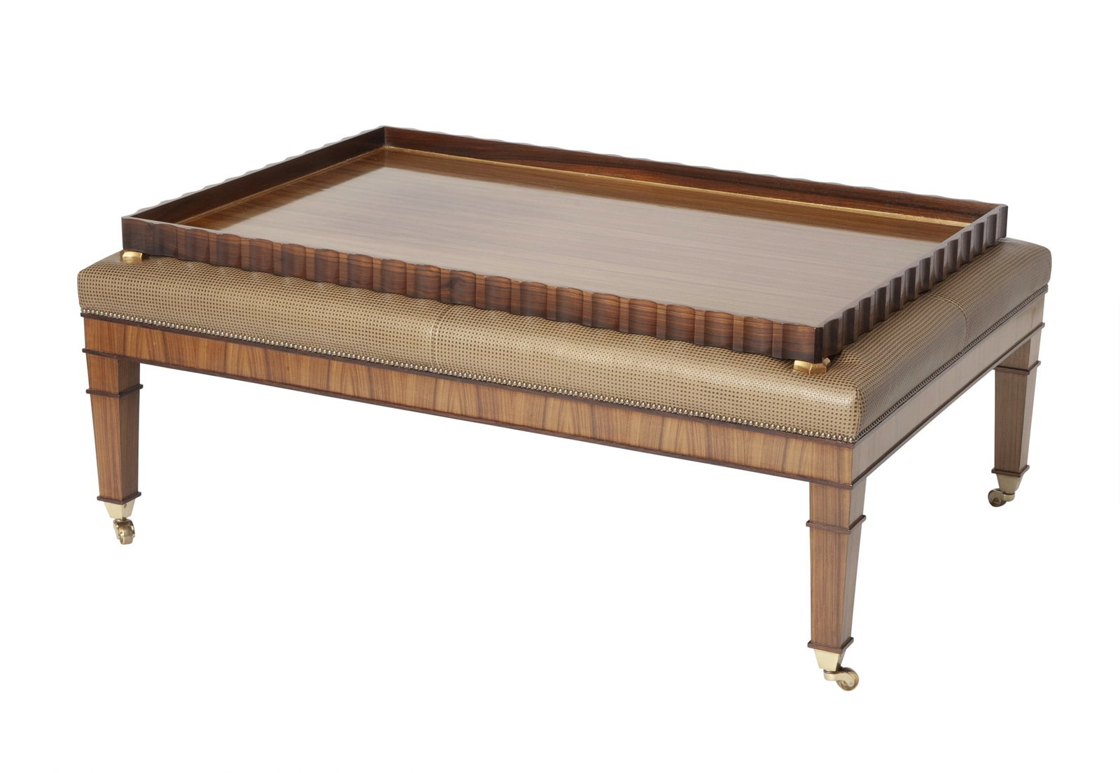 Regency Style Upholstered Fruitwood Ottoman (1 of 4)