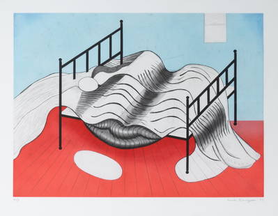 Louise Bourgeois (1911-2010): LE LIT GROS &#201;DREDON (WITH LIPS) (MOMA 480.3/XI)Color etching, aquatint, drypoint and engraving, 1997, on Somerset paper, signed, dated and numbered 14/100 in pencil, printed by Harlan &amp; Weave