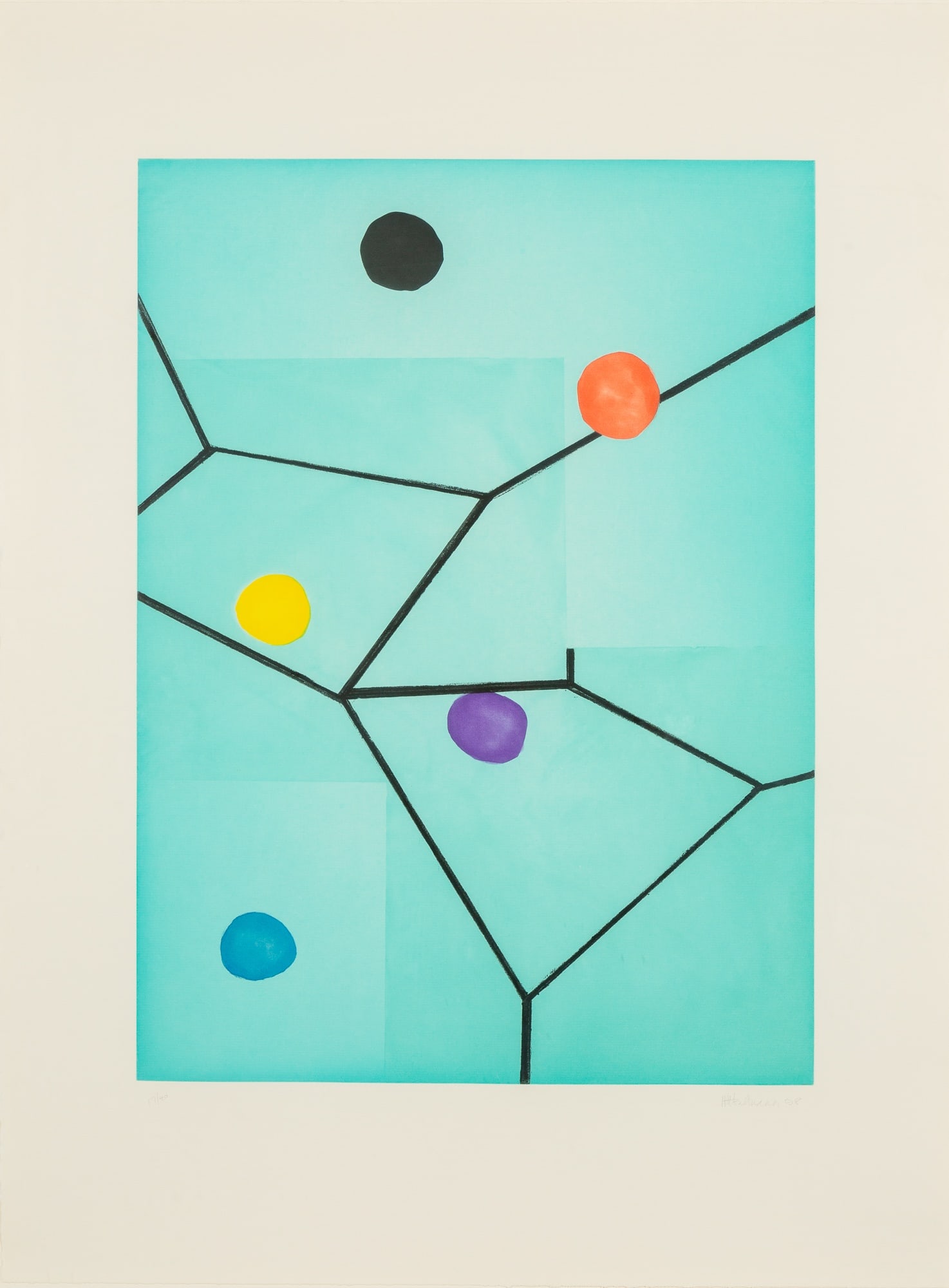 Mary Heilmann (b. 1940): 21ST CENTURY FOXColor spit bite aquatint with soft ground etching and aquatint, 1998, on wove paper, signed, dated and numbered 17/40 in pencil, published by Crown Point Press, San Francisco, and with