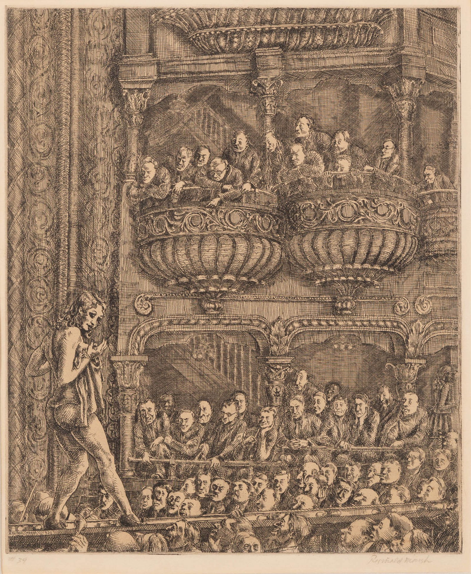 Reginald Marsh (1898-1954): class="elementtoproof" style="background: white;">GAIETY BURLESK (SASOWSKY 102)Etching, 1930, on wove paper, signed and numbered #39 in pencil, from the edition of approximately