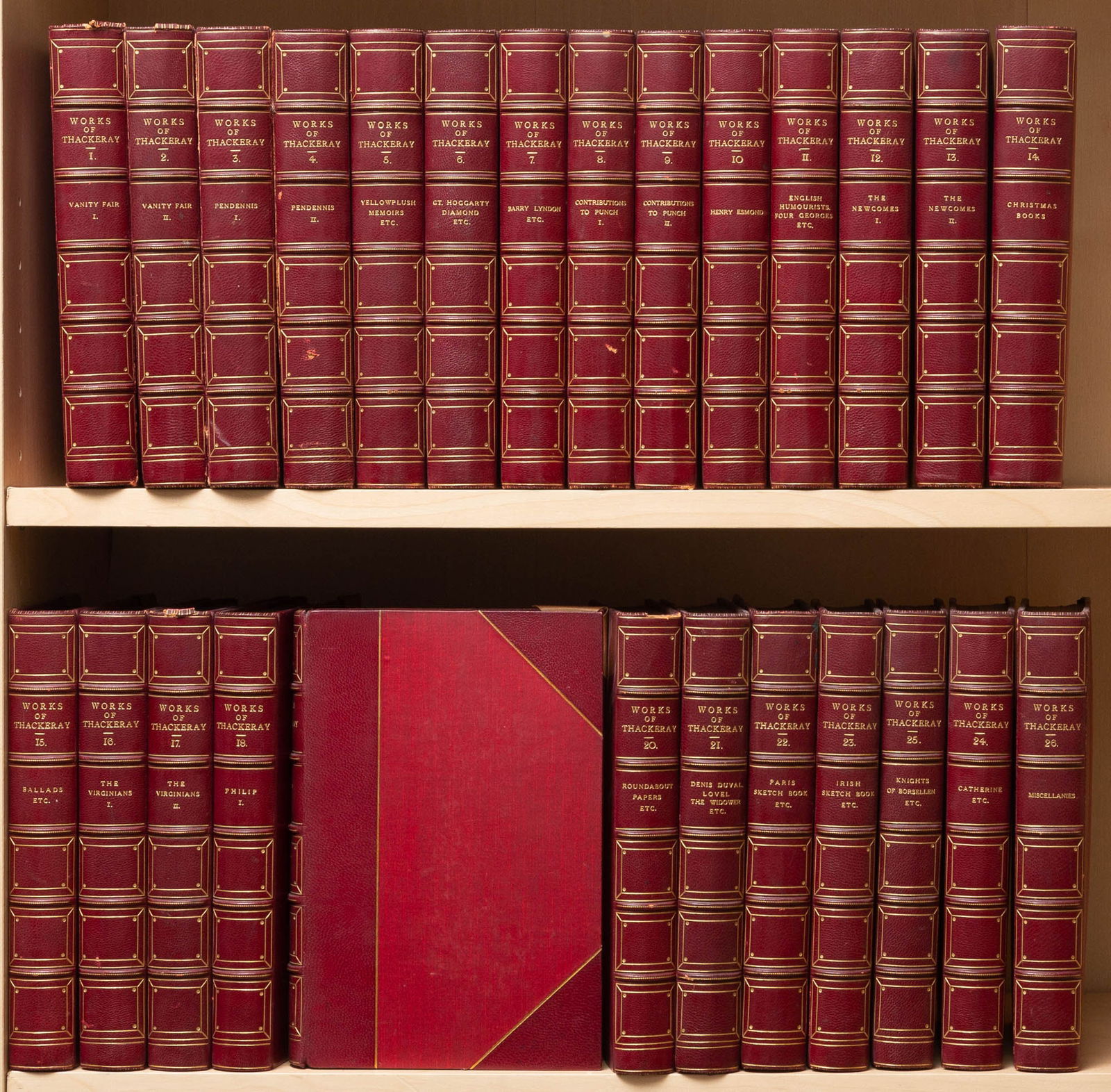 An attractively bound set of Thackeray's works (1 of 2)