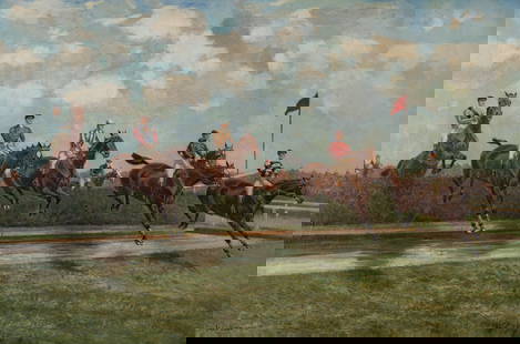 John Beer: Estate / Collection: Estate of Bartlett Burnap British, 1883-1915The Water Jump, 1908Signed and dated John Beer 1908 (ll)Oil on canvas20 x 30 1/4 inches (50.8 x 76.8 cm)