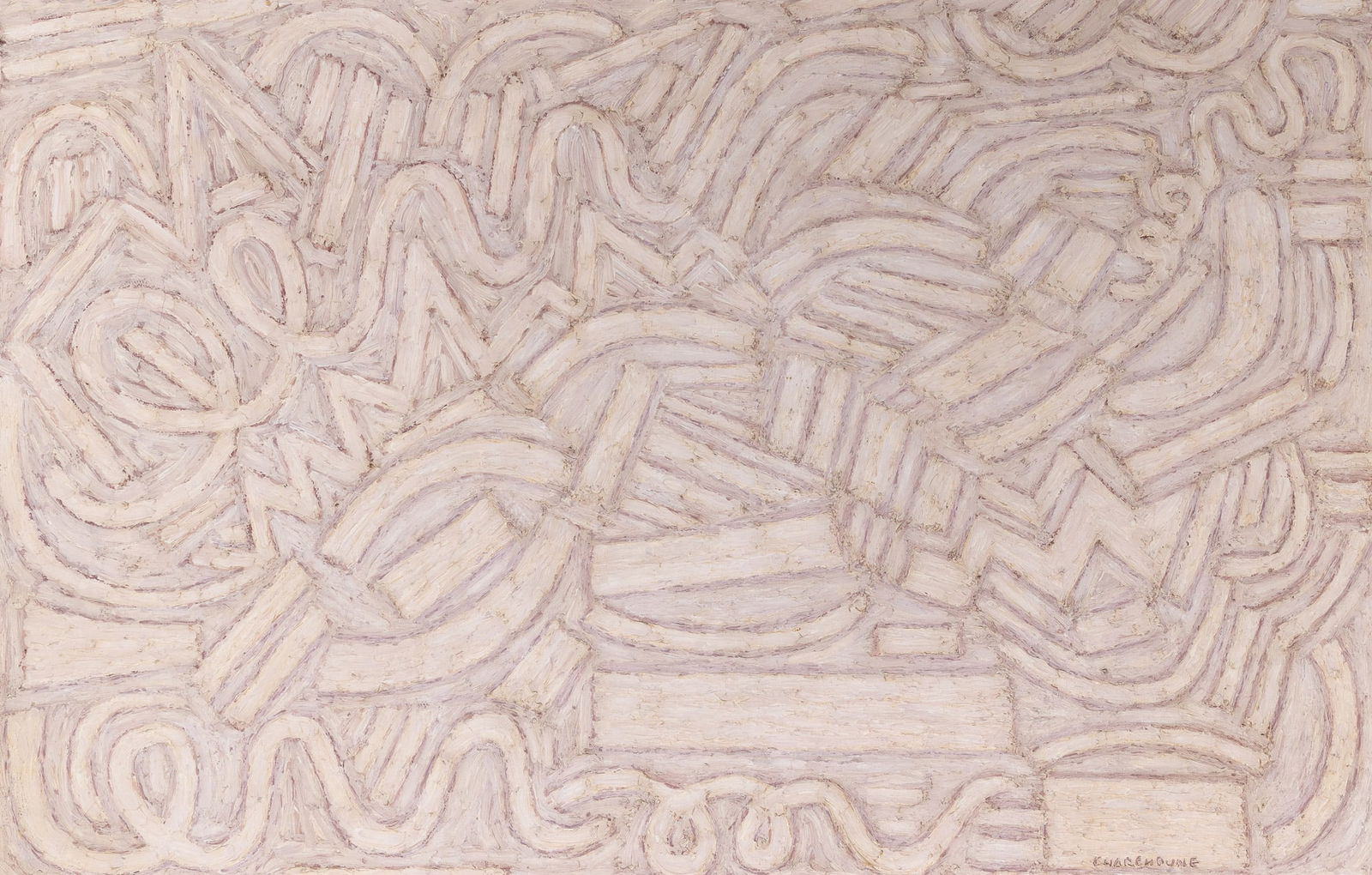 Serge Charchoune: Russian/French, 1888-1975Beethoven, 7th. Symphony, 1st Movement, 1965Signed Charchoune (lr); titled and inscribed Br. de Chatillon/Vannes (Seine) on the reverse; titled on the stretcherOil on canvas2