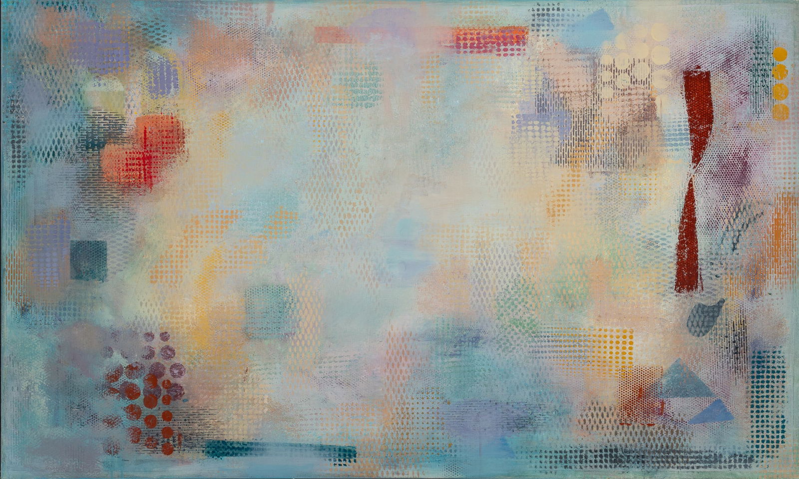Robert Natkin: American, 1930-2010UntitledAcrylic on canvas47 1/2 x 79 3/4 inches (120.6 x 202.6 cm)Unframed Scattered edge wear. Vertical drips of latex paint along right edge, at uppe