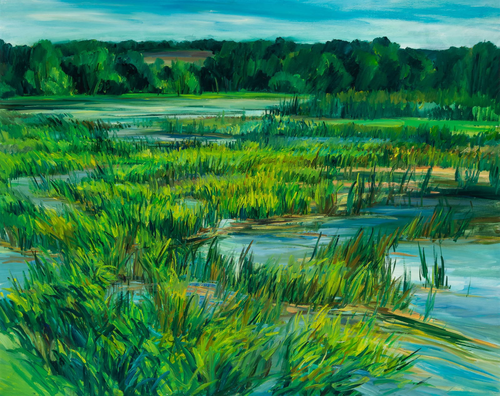 Deborah Brown: American, b. 1955Yellow MarshOil on linen40 x 50 inches (101.6 x 127 cm) (Framed dimensions: 40 3/4 x 51 x 2 inches) Not examined