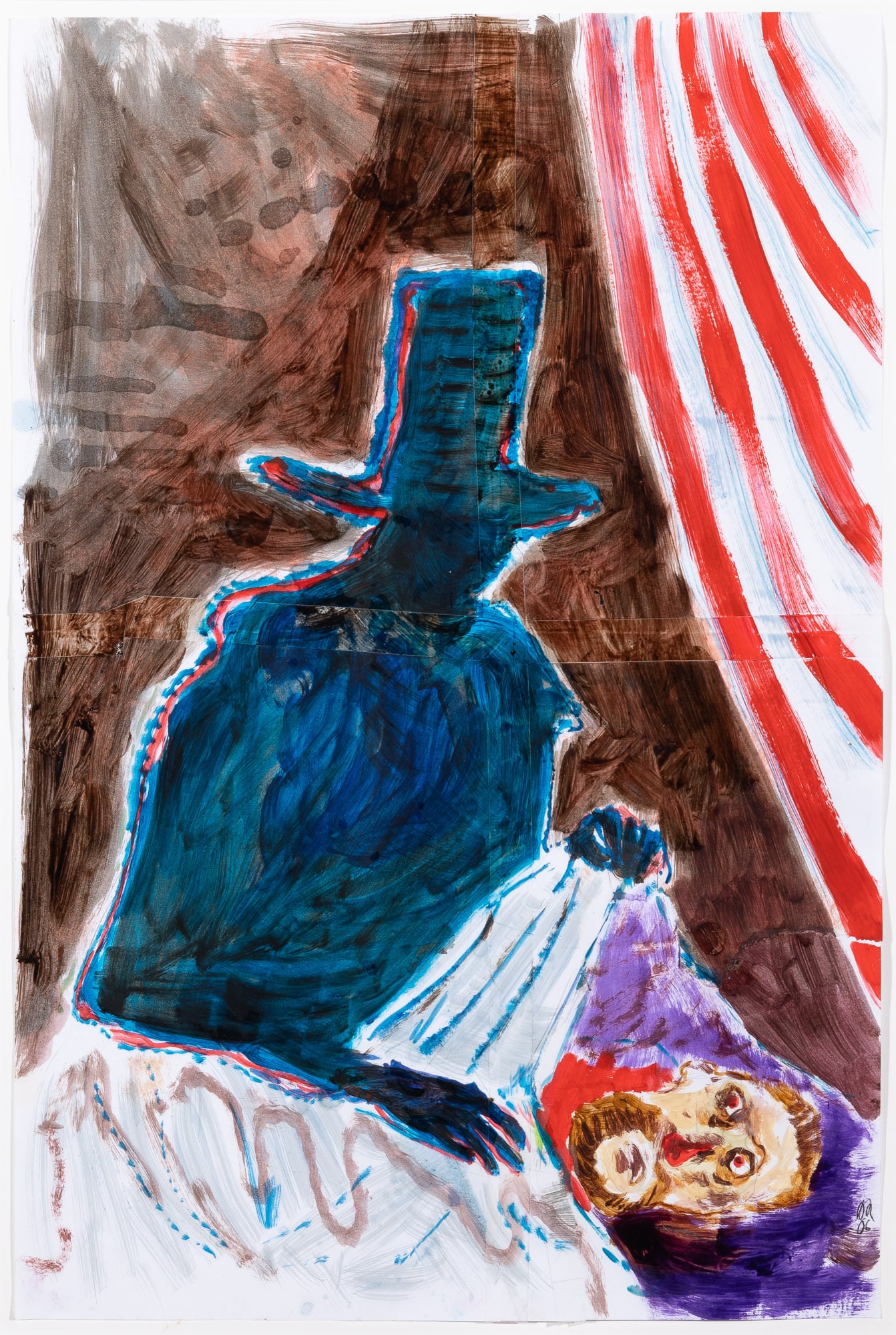 Daniel Richter: German, b. 1972Untitled, 2006Initialed and dated DR 06 (lr)Oil and clear tape on four joined sheets of paper22 x 14 5/8 inches (55.9 x 37.1 cm)UnframedProvenance:CFA Contemporary Fine