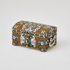 Russian Silver-Gilt and Cloisonné Enamel Casket