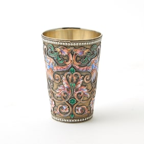 Russian Silver-Gilt and Cloisonné Enamel Beaker