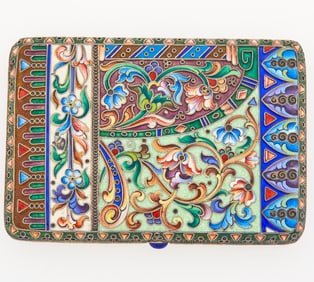 Russian Silver-Gilt and Cloisonné Enamel Cigarette Case