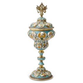 Russian Silver-Gilt and Cloisonné Enamel Cup and Cover