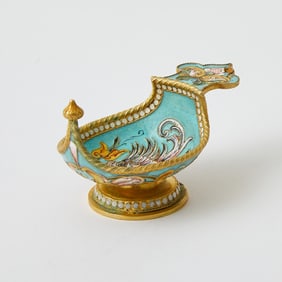 Russian Silver-Gilt and Cloisonné Enamel Kovsh