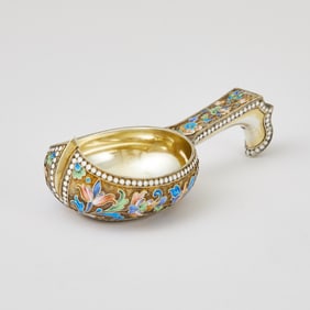 Russian Silver-Gilt and Cloisonné Enamel Kovsh