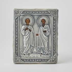 Russian Silver Icon of Saints Peter and Paul