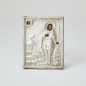 Russian Silver Icon of the Holy Martyr John the Warrior