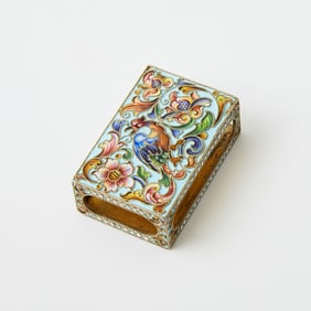 Russian Silver-Gilt and Cloisonné Enamel Match Safe