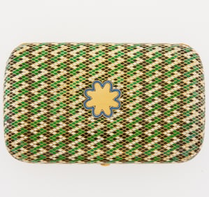 Russian Silver-Gilt and Champlevé Enamel Cigarette Case