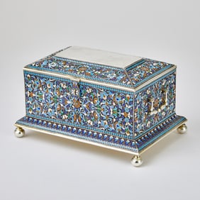 Russian Silver and Cloisonné Enamel Table Casket