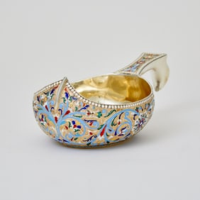 Russian Silver-Gilt and Cloisonné Enamel Kovsh
