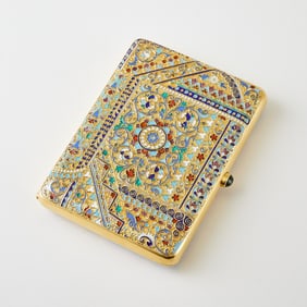 Russian Silver-Gilt and Cloisonné Enamel Cigarette Case