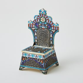 Russian Silver and Cloisonné Enamel Salt Throne