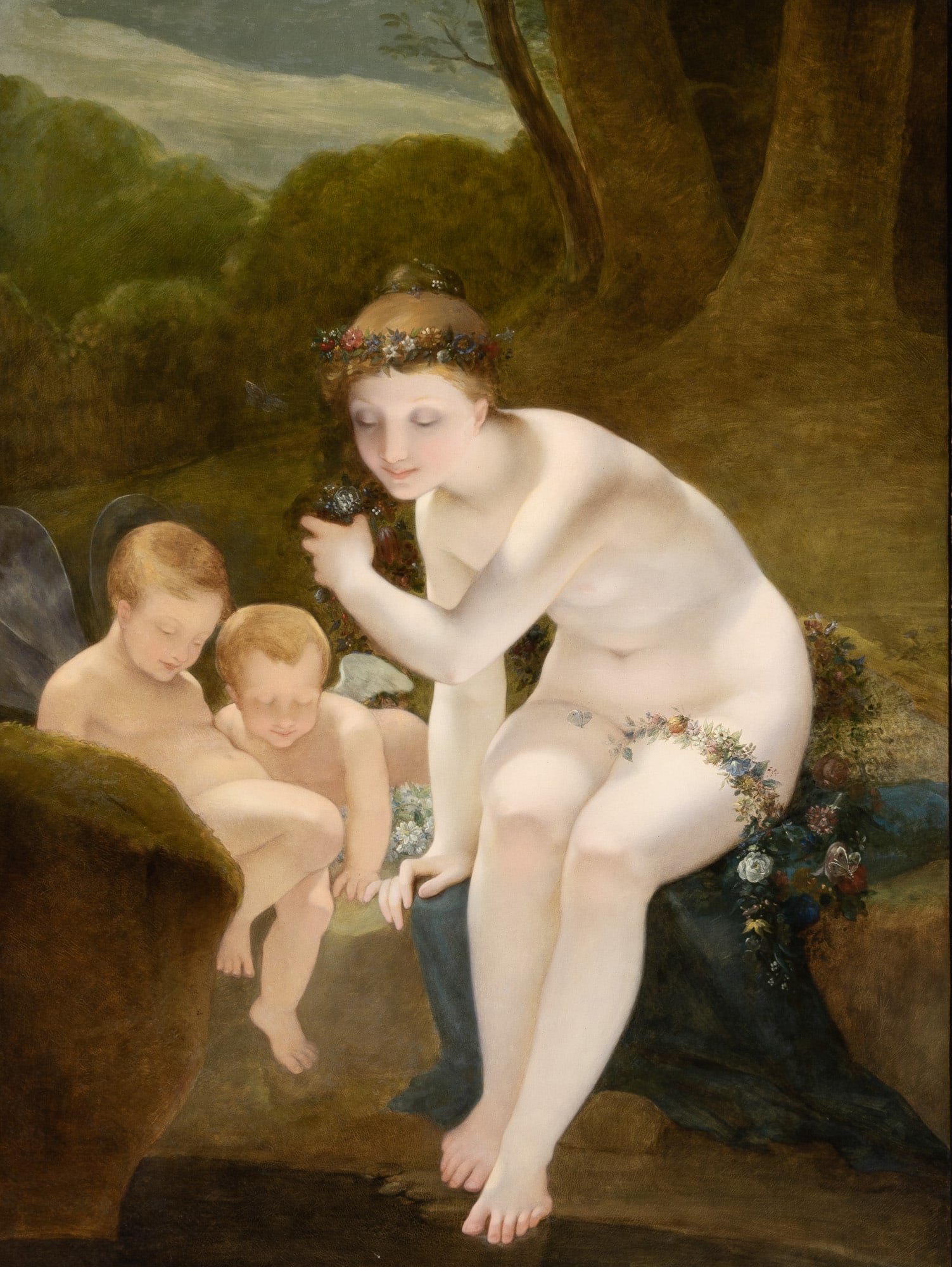 Follower of Pierre Paul Prud'hon: Le Bain de FloreOil on canvas51 x 38 1/4 inches (129.5 x 97 cm)Frame 68 1/2 x 52 inches (174 x 132 cm)Provenance:(Probably) with Duclos, by 1876Vincent-Claude Laurent-Richard[Sale] Galerie Georges Pe