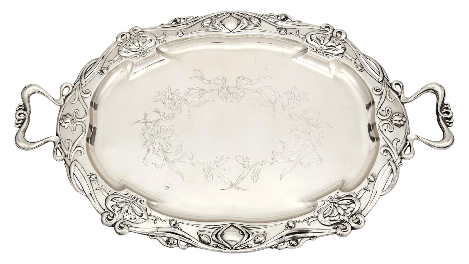 Austrian Art Nouveau Silver Two-Handled Tray (1 of 2)