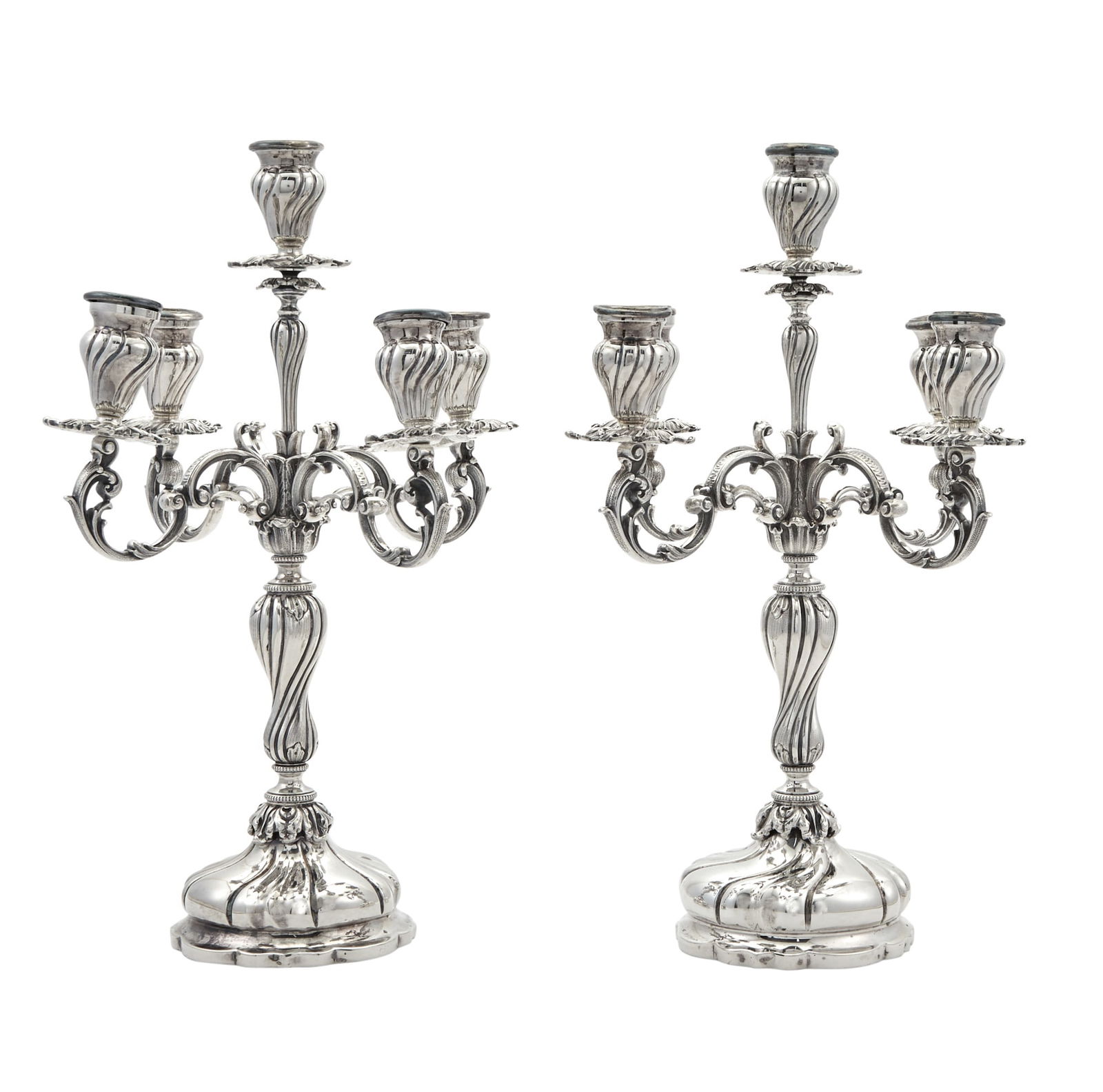 Pair of Buccellati Louis XV Style Sterling Silver Five-Light Candelabra 2000s (1 of 3)