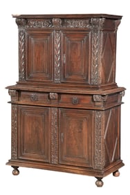 French Walnut Buffet à Deux Corps 16th Century