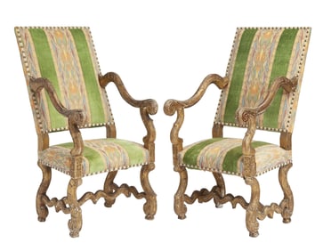 Pair of Louis XIV Giltwood Armchairs
